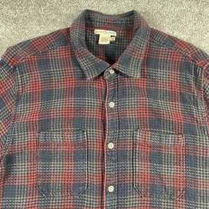 Carbon‎ 2 Cobalt Flannel Shirt Mens Medium Plaid Button Up Cotton Red Black Gray